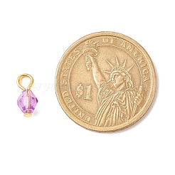 ファセット透明アクリルチャーム  ゴールデントーン鉄パーツ  双円錐形  ミックスカラー  11~11.5x5.5mm  穴：2.6mm&nbsp;PALLOY-JF01601-01