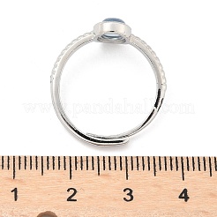 Овальные регулируемые кольца из натурального аквамарина RJEW-G273-04P-02