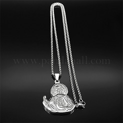 Ожерелья с подвеской Святого Иуды из нержавеющей стали 201 для мужчин и женщин&nbsp;LS-NJEW-K283-16P