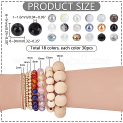 540 шт. 18 вида стеклянных бусин EGLA-WR0001-03