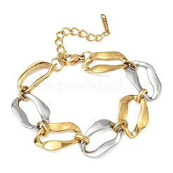 Pulseras de cadena de cable trenzado de acero inoxidable 304 de dos tonos para mujer&nbsp;BJEW-A169-08GP