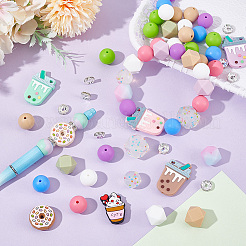 Наборы для изготовления ручек-бусин из силикона своими руками: круглые DIY-PH0023-08