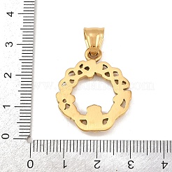 手磨き仕上げの304ステンレススチール製ペンダント、イオンプレーティング（IP）加工  クラダ  18KGP本金メッキ  28x23x4mm  穴：5x7.7mm&nbsp;LS-STAS-K316-04G