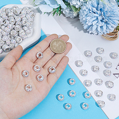 Handgefertigte Polymer Clay Strass europäische Großlochperlen mit versilberten Messingkernen&nbsp;FPDL-PA0001-02B