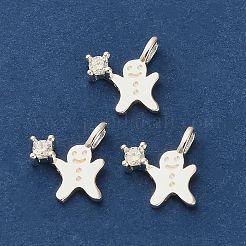 925 подвеска в виде рождественского пряничного человечка из стерлингового серебра с прозрачными кубическими цирконами STER-Z104-01S