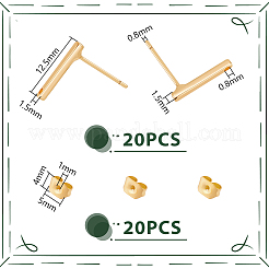20 шт. прямоугольная латунная фурнитура для сережек-гвоздиков&nbsp;KK-UN0002-25