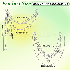 4 шт. 2 стиля двухслойная железная сплавная цепочка для украшения обуви AJEW-GF0011-24