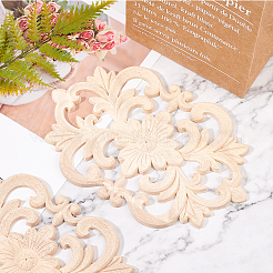 Резная накладка из каучукового дерева с аппликацией AJEW-OC0001-47