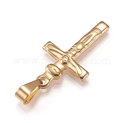 ステンレスペンダント201個  イースターのために  十字架クロス  ゴールドカラー  29x17x2.5mm  穴：9x3mm&nbsp;STAS-N096-10G