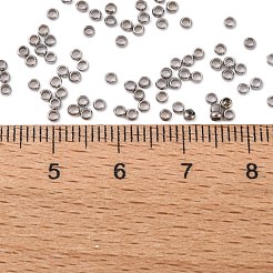 変色しない304ステンレススチールスペーサービーズ  ロンデル  ステンレス鋼色  2x1mm  穴：1mm&nbsp;X-STAS-R065-30