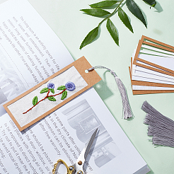 Diy blumenmuster papier lesezeichen stickerei kits&nbsp;DIY-WH0304-311