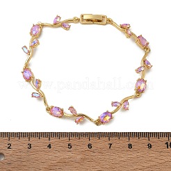 Bracelets à maillons en laiton et verre à fleurs&nbsp;KK-CBA7DFA-01G-D