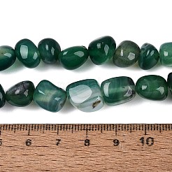 天然石瑪瑙ビーズ連売り  ナゲット  染め＆加熱  タンブルストーン  グリーン  5~14x6~15x6~15mm  穴：0.7~1mm  約34~41個/連  13.98~15.35インチ（35.5~39cm）&nbsp;G-Q606-107A