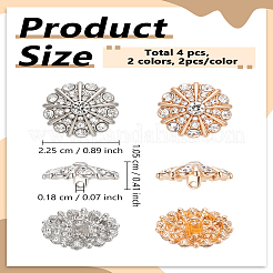 4 шт. 2-цветные пуговицы с тремя отверстиями из сплава со стразами на ножке&nbsp;BUTT-LP0001-68