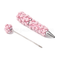 Penna a sfera con cuore floccato in lega e perla sintetica in plastica&nbsp;OFST-D303-03P-01