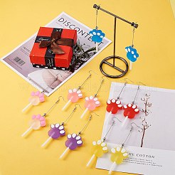 DIYの足跡ロリポップドロップピアス作成キット  樹脂ペンダント入り  鉄のピアスフックと丸カン  真鍮ビーズ  304ステンレススチールアイピン  ミックスカラー  ペンダント：12pcs / bag&nbsp;DIY-SZ0007-20