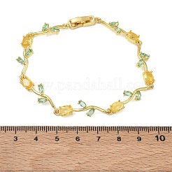 Bracciali a catena con maglie a forma di fiore in ottone e vetro&nbsp;KK-CBA7DFA-01G-10