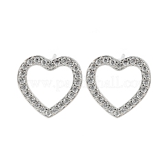 Сердце из латуни микро проложить кубического циркония шпильки уха&nbsp;EJEW-D304-40P