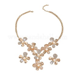 Комплекты из ожерелий и серег-гвоздиков из цветочного сплава с хрустальными стразами и пластиковым жемчугом для женщин&nbsp;FS-WGF8FDA-01