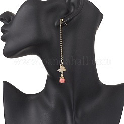 Серьги-гвоздики с кисточками из синтетического коралла&nbsp;EJEW-JE06649