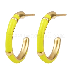 С-образные серьги-гвоздики из латуни с эмалью EJEW-S277-11G