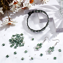 1 нить квадратные бусины из натуральной зеленой яшмы с точками G-NB0005-60