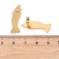 女性用304ステンレススチールスタッドピアス  魚  ゴールドカラー  25x9.5mm&nbsp;EJEW-F410-01G