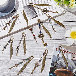 10 шт. 10 стильные закладки из сплава драгоценных камней в тибетском стиле AJEW-AB00033