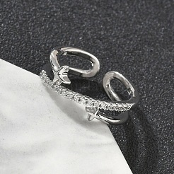 Латунные микро проложить манжеты кольца кубического циркония RJEW-D322-07P