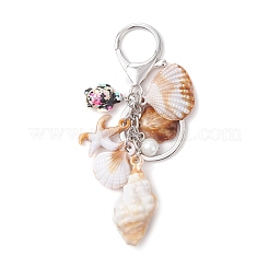 3 шт. непрозрачных акриловых брелоков с имитацией ракушки и синтетической бирюзы&nbsp;KEYC-JKC01338