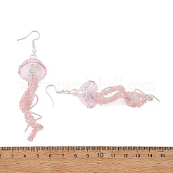 Pendientes colgantes de medusa de jade natural teñido de Malasia para mujer&nbsp;EJEW-JE07484-01