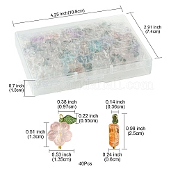 ガラスとアクリルペンダント40個  真鍮パーツ  花のチャーム  ミックスカラー  20mm  穴：2mm&nbsp;PALLOY-FZ00008