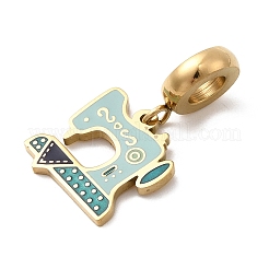 Подвески-шармы европейского образца из нержавеющей стали 304 с голубой эмалью&nbsp;STAS-D153-18G