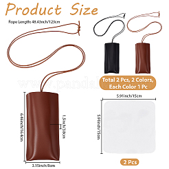 2 pochette de rangement pour lunettes en cuir PU bicolore&nbsp;ABAG-CN0001-76