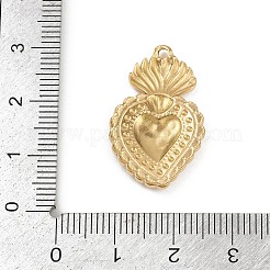 304ステンレスペンダント  神聖な心のチャーム  ゴールドカラー  27x17x2.5mm  穴：1.6mm&nbsp;X-STAS-P390-02D-G