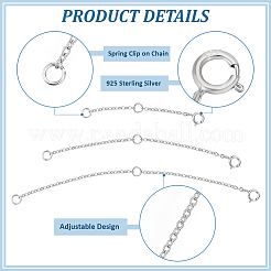 3 шт. 3 стиля 925 удлинитель цепи из стерлингового серебра STER-BC0002-50