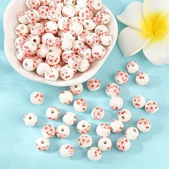 Perles de porcelaine à motifs floraux&nbsp;PORC-Q202-8mm-1