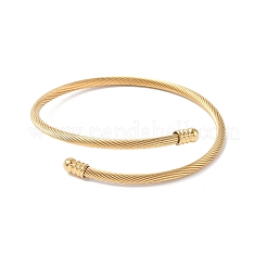 Brazalete abierto de acero inoxidable 304 con baño de PVD al vacío y cuentas ovaladas.&nbsp;LS-BJEW-C031-01G