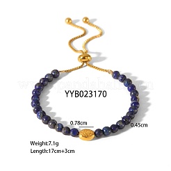 Регулируемые браслеты-слайдеры из натуральных круглых бусин лазурита LF2079-3