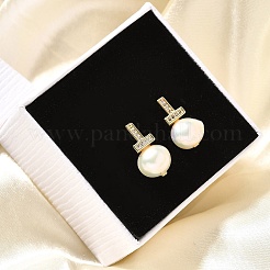 Натуральные жемчужные ушные шпильки EJEW-L099-09G