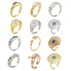 Регулируемые латунные микропрофилированные кубические кольца из циркония&nbsp;RJEW-MSMC002-18