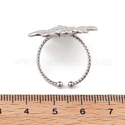 Кольцо-манжета из нержавеющей стали 304 с цветком для женщин&nbsp;RJEW-M049-04P