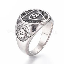 Перстни-печатки из нержавеющей стали 304 для мужчин RJEW-D073-12-AS