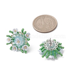 Blume handgefertigte Glasperlen Ohrstecker&nbsp;EJEW-MZ00656-01