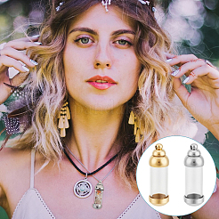 2 шт. 2-х цветные подвески в виде стеклянных бутылок из нержавеющей стали 304 STAS-UN0059-03