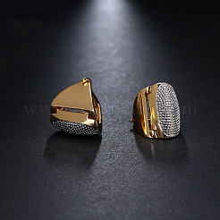 Boucles d'oreilles créoles triangulaires en laiton avec micro pavé de zircones cubiques&nbsp;FS-WG3BBE8-01