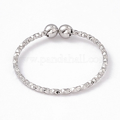 Некорневой 304 нержавеющая сталь круглый шарик открытый манжета кольцо для женщин RJEW-G275-01P