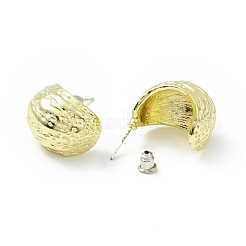 Orecchini a bottone semicircolari strutturati in lega con 925 perno in argento sterling da donna&nbsp;EJEW-G310-11G