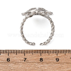 Anelli polsino aperto regolabile in ottone micro pavé di zirconi cubici per donna&nbsp;RJEW-A072-01B-P