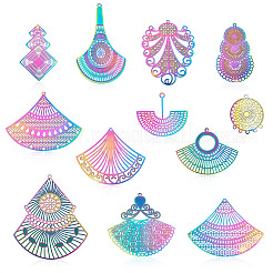 48 шт. 12 шт. филигранные подвески из нержавеющей стали 201&nbsp;STAS-FW0001-14